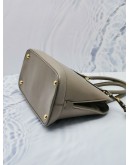 PRADA GREY SAFFIANO LUX LEATHER DOME HANDLE BAG WITH LONG LEATHER STRAP 