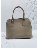 PRADA GREY SAFFIANO LUX LEATHER DOME HANDLE BAG WITH LONG LEATHER STRAP 