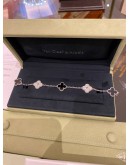 (BRAND NEW) 2024 VCA VAN CLEEF & ARPELS VINTAGE ALHAMBRA BRACELET 5 MOTIFS 18K 750 WHITE GOLD WITH DIAMOND AND ONYX