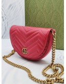 (LIKE NEW) 2023 GUCCI GG MARMONT RED MATELASSE LEATHER MINI SLING BAG -FULL SET-