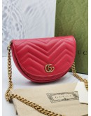 (LIKE NEW) 2023 GUCCI GG MARMONT RED MATELASSE LEATHER MINI SLING BAG -FULL SET-