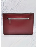 SALVATORE FERRAGAMO LOGO ZIPPED CLUTCH IN BURGUNDY LEATHER -FULL SET-