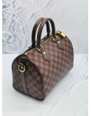 LOUIS VUITTON SPEEDY 25 BROWN DAMIER EBENE CANVAS HANDLE BAG WITH ADJUSTABLE STRAP  