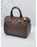 LOUIS VUITTON SPEEDY 25 BROWN DAMIER EBENE CANVAS HANDLE BAG WITH ADJUSTABLE STRAP  