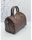 LOUIS VUITTON SPEEDY 25 BROWN DAMIER EBENE CANVAS HANDLE BAG WITH ADJUSTABLE STRAP  