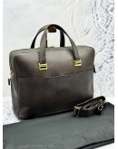 ALFRED DUNHILL LARGE BRIEFCASE BAG WITH STRAP IN DARK BROWN COWHIDE LEATHER