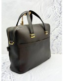 ALFRED DUNHILL LARGE BRIEFCASE BAG WITH STRAP IN DARK BROWN COWHIDE LEATHER