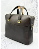 ALFRED DUNHILL LARGE BRIEFCASE BAG WITH STRAP IN DARK BROWN COWHIDE LEATHER