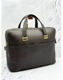 ALFRED DUNHILL LARGE BRIEFCASE BAG WITH STRAP IN DARK BROWN COWHIDE LEATHER