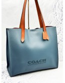 COACH RELAY TOTE BAG IN BLUE BROWN LEATHER