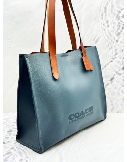 COACH RELAY TOTE BAG IN BLUE BROWN LEATHER