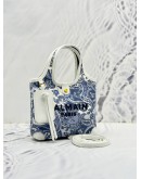 BALMAIN PARIS B-ARMY MINI CROSSBODY BAG IN BLUE PAISLEY PRINT CANVAS AND WHITE LEATHER