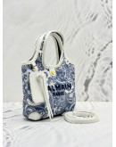 BALMAIN PARIS B-ARMY MINI CROSSBODY BAG IN BLUE PAISLEY PRINT CANVAS AND WHITE LEATHER