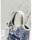 BALMAIN PARIS B-ARMY MINI CROSSBODY BAG IN BLUE PAISLEY PRINT CANVAS AND WHITE LEATHER