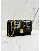 BALMAIN PARIS 1945 MINI CROSSBODY BAG IN BLACK JACQUARD FABRIC AND LEATHER