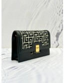 BALMAIN PARIS 1945 MINI CROSSBODY BAG IN BLACK JACQUARD FABRIC AND LEATHER