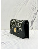 BALMAIN PARIS 1945 MINI CROSSBODY BAG IN BLACK JACQUARD FABRIC AND LEATHER