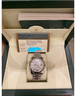 (LIKE NEW) ROLEX DATEJUST REF 116234 DIAMOND MOTHER OF PEARL DIAL 36MM AUTOMATIC YEAR 2013 WATCH -FULL SET-