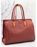 GOYARD RED GOYARDINE COATED CANVAS AND LEATHER MARQUISES TOTE SHOULDER BAG 