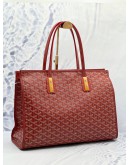 GOYARD RED GOYARDINE COATED CANVAS AND LEATHER MARQUISES TOTE SHOULDER BAG 