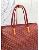 GOYARD RED GOYARDINE COATED CANVAS AND LEATHER MARQUISES TOTE SHOULDER BAG 