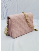 2023 MICROCHIP LOUIS VUITTON POCHETTE COUSSIN IN SOFT PINK MONOGRAM EMBOSSED LAMBSKIN LEATHER WITH REMOVABLE CHAIN -FULL SET-  