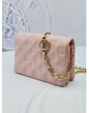 2023 MICROCHIP LOUIS VUITTON POCHETTE COUSSIN IN SOFT PINK MONOGRAM EMBOSSED LAMBSKIN LEATHER WITH REMOVABLE CHAIN -FULL SET-  