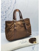 PRADA TESSUTO NYLON AND LEATHER TOTE HANDLE BAG WITH STRAP IN GOLD HARDWARE