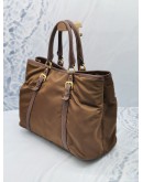 PRADA TESSUTO NYLON AND LEATHER TOTE HANDLE BAG WITH STRAP IN GOLD HARDWARE