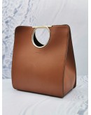 SALVATORE FERRAGAMO VELA TOTE LEATHER BAG IN BROWN 