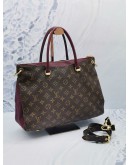 LOUIS VUITTON GRAPE LEATHER AND BROWN MONOGRAM CANVAS PALLAS BAG