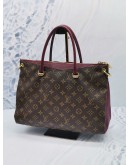 LOUIS VUITTON GRAPE LEATHER AND BROWN MONOGRAM CANVAS PALLAS BAG