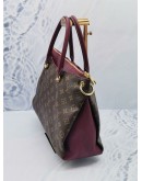 LOUIS VUITTON GRAPE LEATHER AND BROWN MONOGRAM CANVAS PALLAS BAG