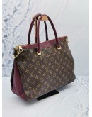 LOUIS VUITTON GRAPE LEATHER AND BROWN MONOGRAM CANVAS PALLAS BAG