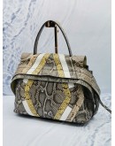 TOD'S WAVE SNAKE SKIN PRINTED LEATHER HANDLE BAG WITH ADJUSTABLE STRAP 