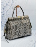 TOD'S WAVE SNAKE SKIN PRINTED LEATHER HANDLE BAG WITH ADJUSTABLE STRAP 