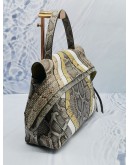 TOD'S WAVE SNAKE SKIN PRINTED LEATHER HANDLE BAG WITH ADJUSTABLE STRAP 