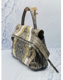 TOD'S WAVE SNAKE SKIN PRINTED LEATHER HANDLE BAG WITH ADJUSTABLE STRAP 