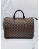 LOUIS VUITTON SPEEDY 35 BROWN MONOGRAM CANVAS HANDLE BAG IN DAMIER EBENE CANVAS