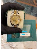 (LIKE NEW) 2021 ROLEX DATEJUST REF 278273 HALF 18K 750 YELLOW GOLD DIAMOND CHAMPAGNE DIAL 31MM AUTOMATIC WATCH -FULL SET-