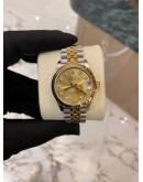 (LIKE NEW) 2021 ROLEX DATEJUST REF 278273 HALF 18K 750 YELLOW GOLD DIAMOND CHAMPAGNE DIAL 31MM AUTOMATIC WATCH -FULL SET-