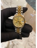 (LIKE NEW) 2021 ROLEX DATEJUST REF 278273 HALF 18K 750 YELLOW GOLD DIAMOND CHAMPAGNE DIAL 31MM AUTOMATIC WATCH -FULL SET-