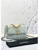 (LIKE NEW) 2023 CHANEL 19 LIGHT BLUE FLAP BAG MICROCHIP