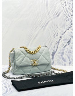 (LIKE NEW) 2023 CHANEL 19 LIGHT BLUE FLAP BAG MICROCHIP