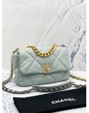 (LIKE NEW) 2023 CHANEL 19 LIGHT BLUE FLAP BAG MICROCHIP