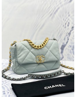 (LIKE NEW) 2023 CHANEL 19 LIGHT BLUE FLAP BAG MICROCHIP