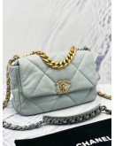 (LIKE NEW) 2023 CHANEL 19 LIGHT BLUE FLAP BAG MICROCHIP