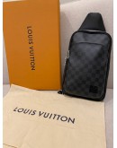 (BRAND NEW) 2024 LOUIS VUITTON AVENUE SLINGBAG IN GREY DAMIER GRAPHITE CANVAS AND BLACK CALF LEATHER -FULL SET-