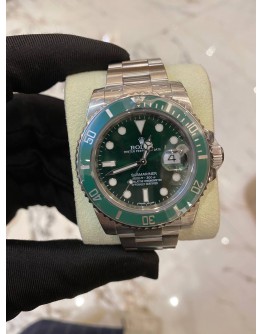 (LIKE NEW) ROLEX HULK SUBMARINER DATE REF 116610LV GREEN DIAL 40MM AUTOMATIC YEAR 2014 WATCH -FULL SET-