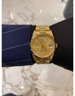 (LIKE NEW) ROLEX DAY-DATE  REF 18238 FULL 18K 750 YELLOW GOLD DIAMOND DIAL 36MM AUTOMATIC YEAR 1995 WATCH -FULL SET-